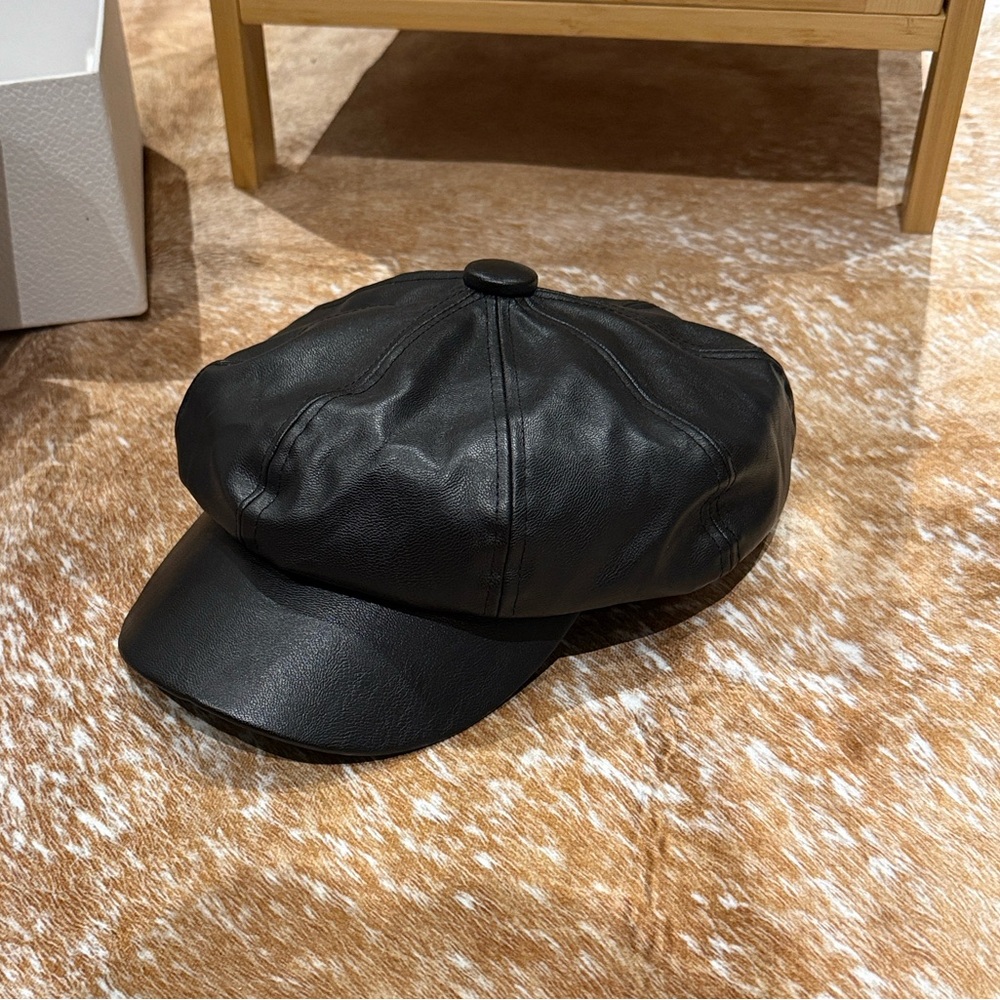 French Leather Newsboy Cap